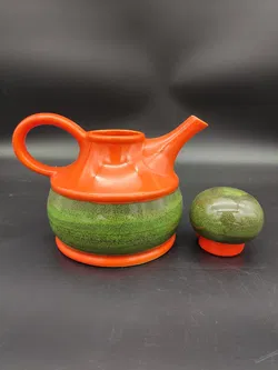 21-tlg. Spanisches Kaffee-/Teeservice orange-grün der Marke Zell - Bild 2