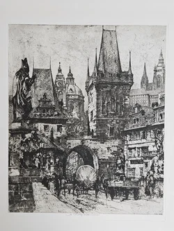 Karlsbrücke Prag - Luigi Kasimir - Radierung  - Bild 2