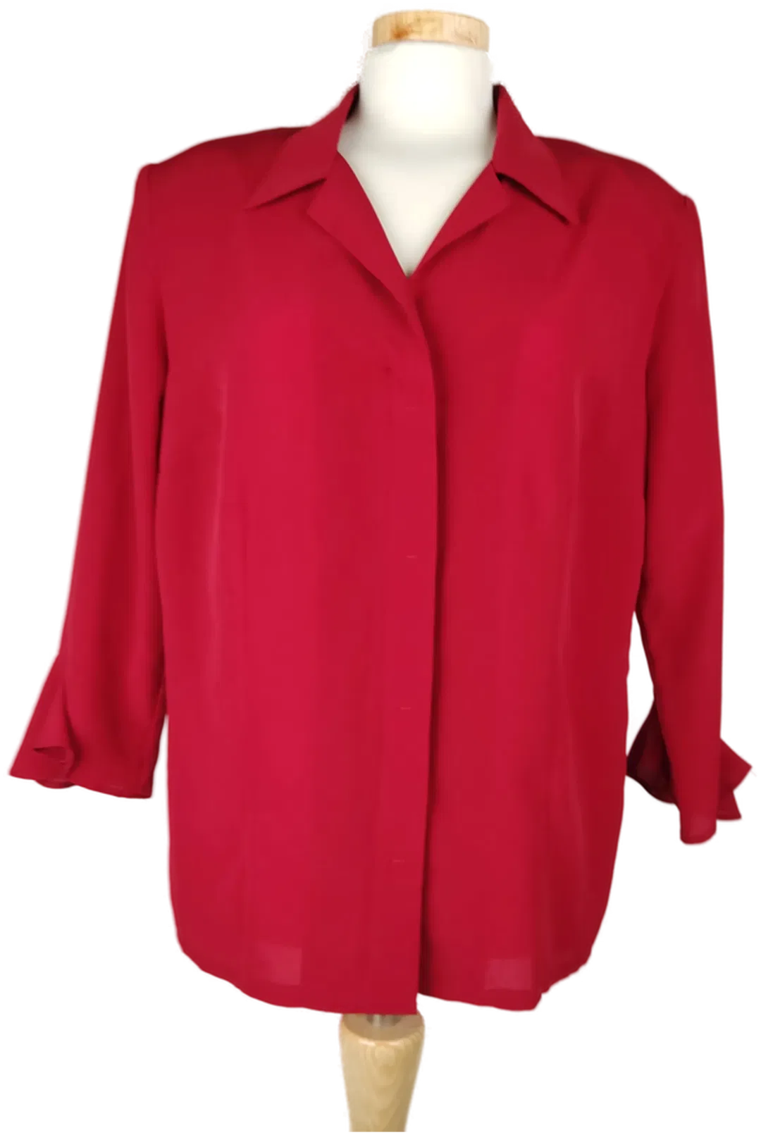  Klarissa Damenbluse rot mit Rüschenärmeln - M/38 - Bild 1
