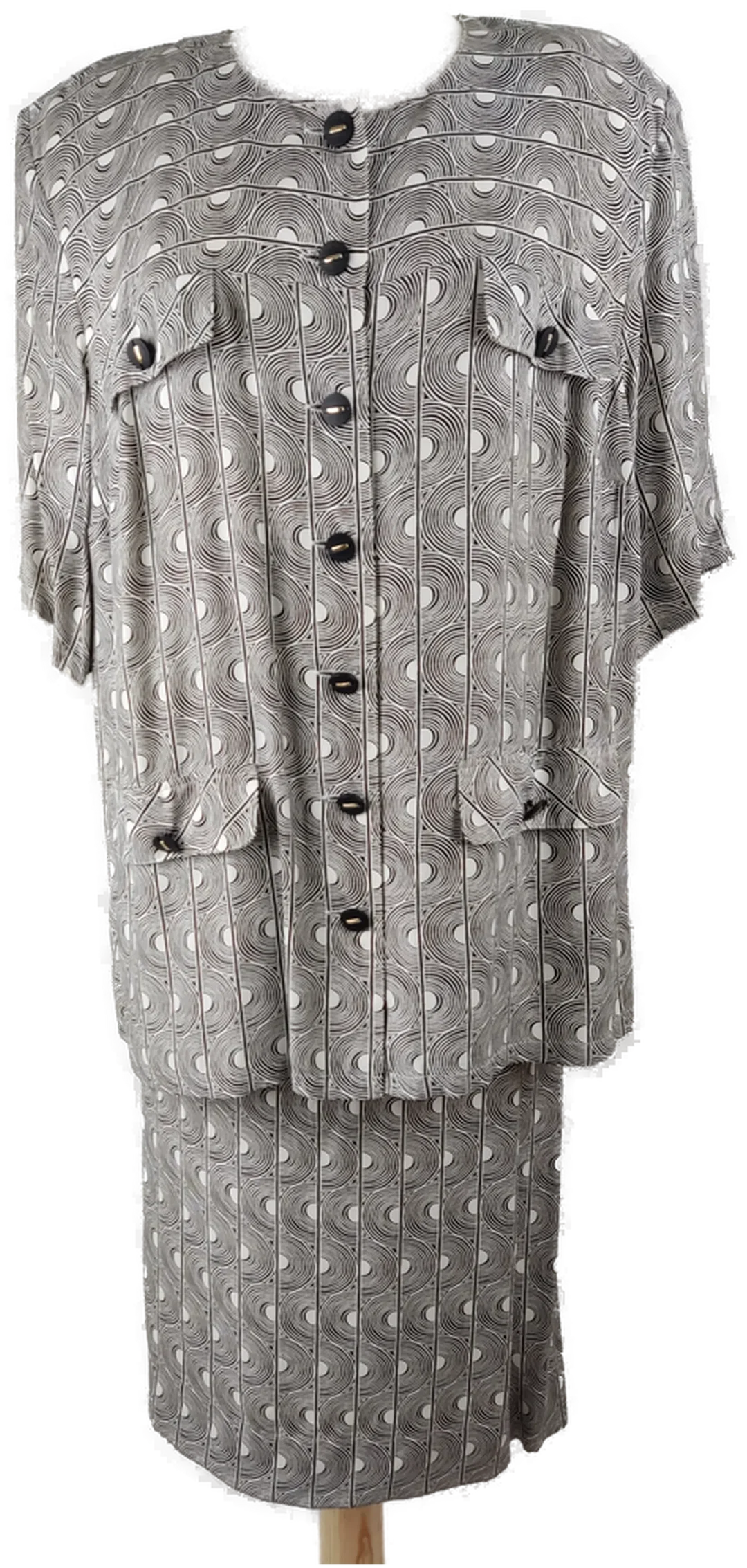 Kostüm kurzarm mit Rundhalsausschnitt, schwarz/weiß gemustert, Größe 46 - Bild 1