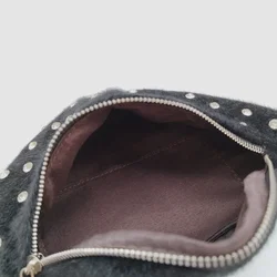 Bauchtasche Schwarz Felloptik mit Strass | Einmaliges Unikat - Bild 5