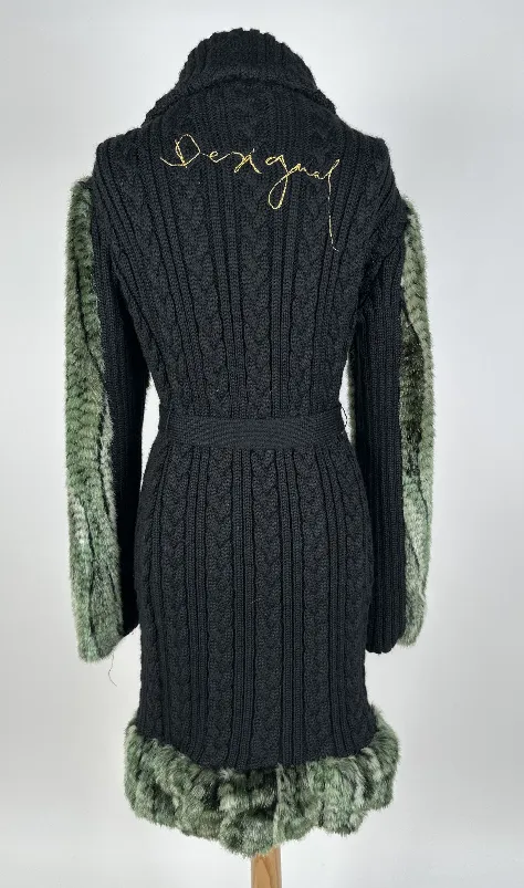 Desigual - Damen - Strick Kunstfell Midi Mantel - Gr. 40 – Bild 4