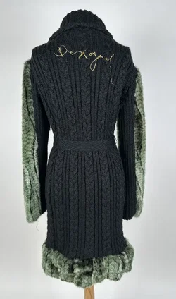 Desigual - Damen - Strick Kunstfell Midi Mantel - Gr. 40 - Bild 4