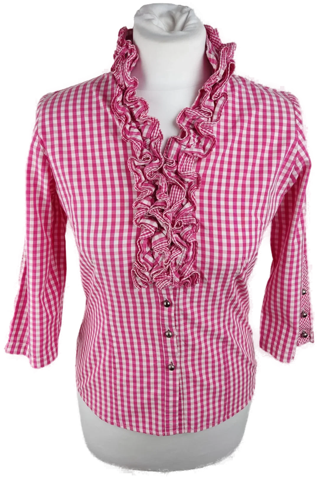 Arido Trachtenbluse Größe 34 Rosa Kariert | Rüschencharme – Bild 1