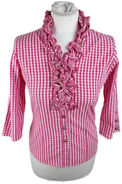 Arido Trachtenbluse Größe 34 Rosa Kariert | Rüschencharme