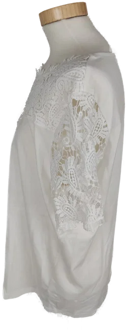Trendiges Damen T-Shirt mit Spitze, kurzarm, weiß, Größe 44 - Bild 2
