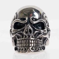 Jewelry We Herrenring  Edelstahl Totenkopf Edelstahlringe, Schwarz Silber Ringgröße 10-11 - Bild 3