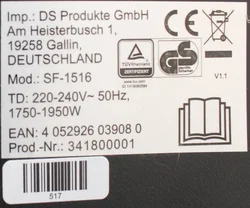 Elektrischer Kaminofen DS Produkte SF-1516 – 1950 W, Retro-Design, mit Flammeneffekt - Bild 4