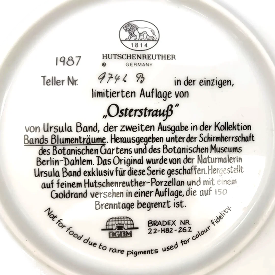 Hutschenreuther Sammelteller 1987 - „Osterstrauß“ von Ursula Band (Teller 9742 B) – Bild 3