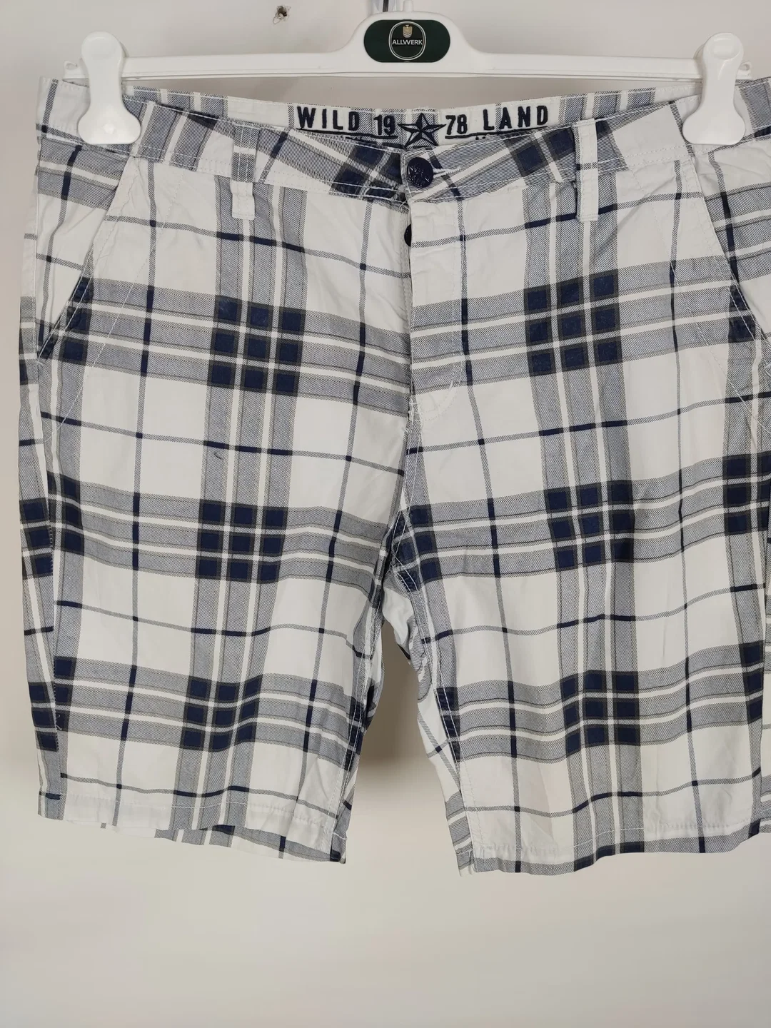 Herrenhose Wild 1978 South America kariert, weiß/blau/grau, Größe L - Bild 1