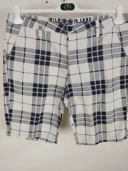 Herrenhose Wild 1978 South America kariert, weiß/blau/grau, Größe L
