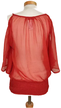 Orsay Damen Bluse rot transparent und schulterfrei - S/36 - Bild 2