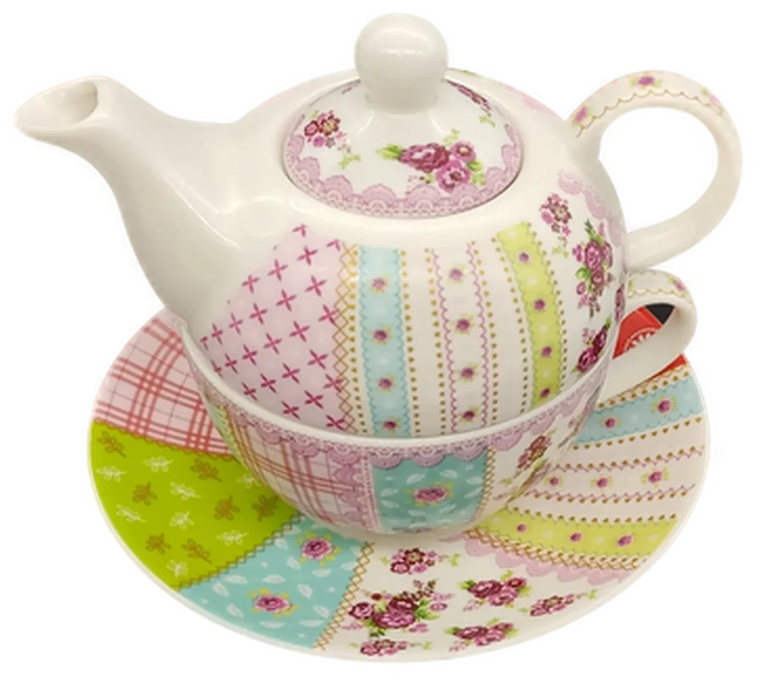 Gottawa Porzellan/Keramik "Tea for one" Set 4teilig Teekanne mit Tasse und Untertasse – Bild 4