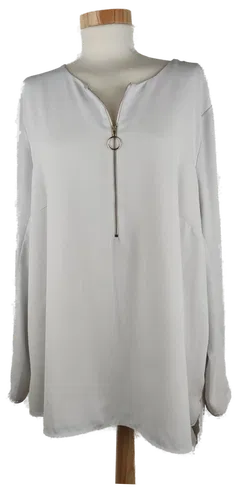 Bluse 'Canda Premium', langarm mit Rundausschnitt und Zipp, weiß Größe 50 - Bild 1