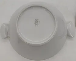 Kamla Porzellan/Keramik Suppenschüssel/Suppenterrine weiß mit Goldrand - Bild 7