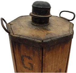 Antike Glasflasche mit Holzummantelung 10 Liter - Bild 3