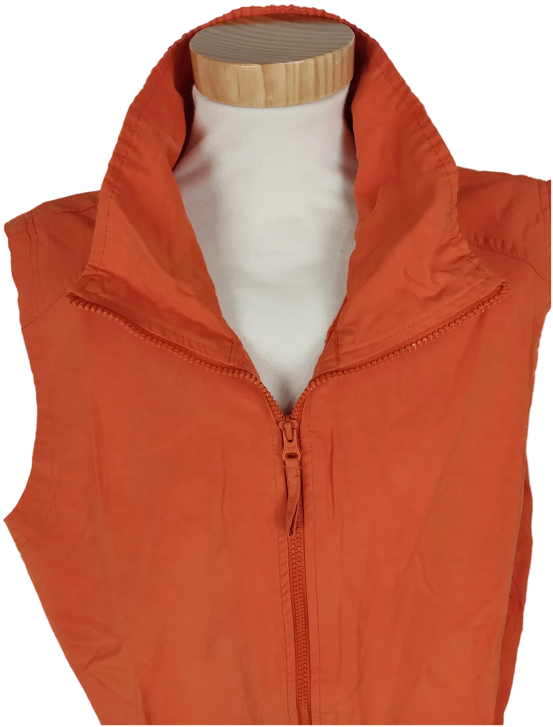 Gilet "encadée", ärmellos mit Stehkragen, orange mit Taschen, Größe 48 – Bild 2
