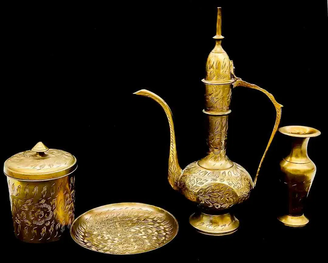 Orientalisches Tee/Mokka Kovolut 4 teilig aus Messing mit Gravur - Bild 4