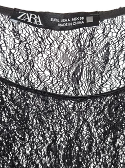 ZARA Damen Maxikleid mit Spitze, schwarz - Gr. L - Bild 5