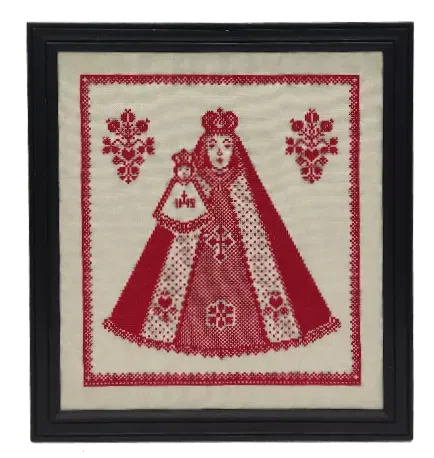 Besticktes Bild / Heiligenbild mit Bilderrahmen in Schwarz, 33x36cm - Bild 4