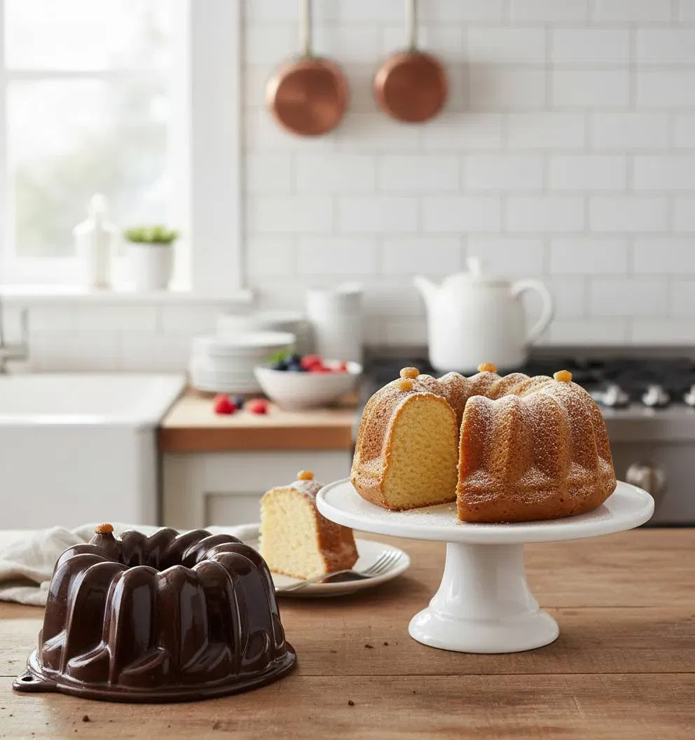 Keramik-Gugelhupf/Backform, braun glasiert, Ø ca. 30 cm, Westdeutschland, mit Aufhängeöse – auch als Wanddeko - Bild 1