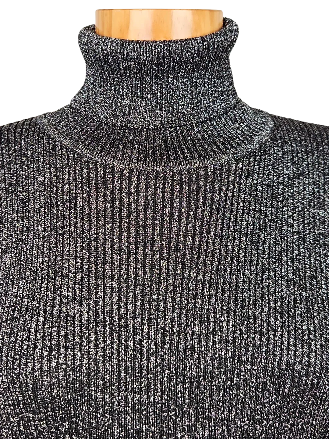Olsen Damen Rollkragen Shirt, schwarz/silber - Gr. XXL  – Bild 4
