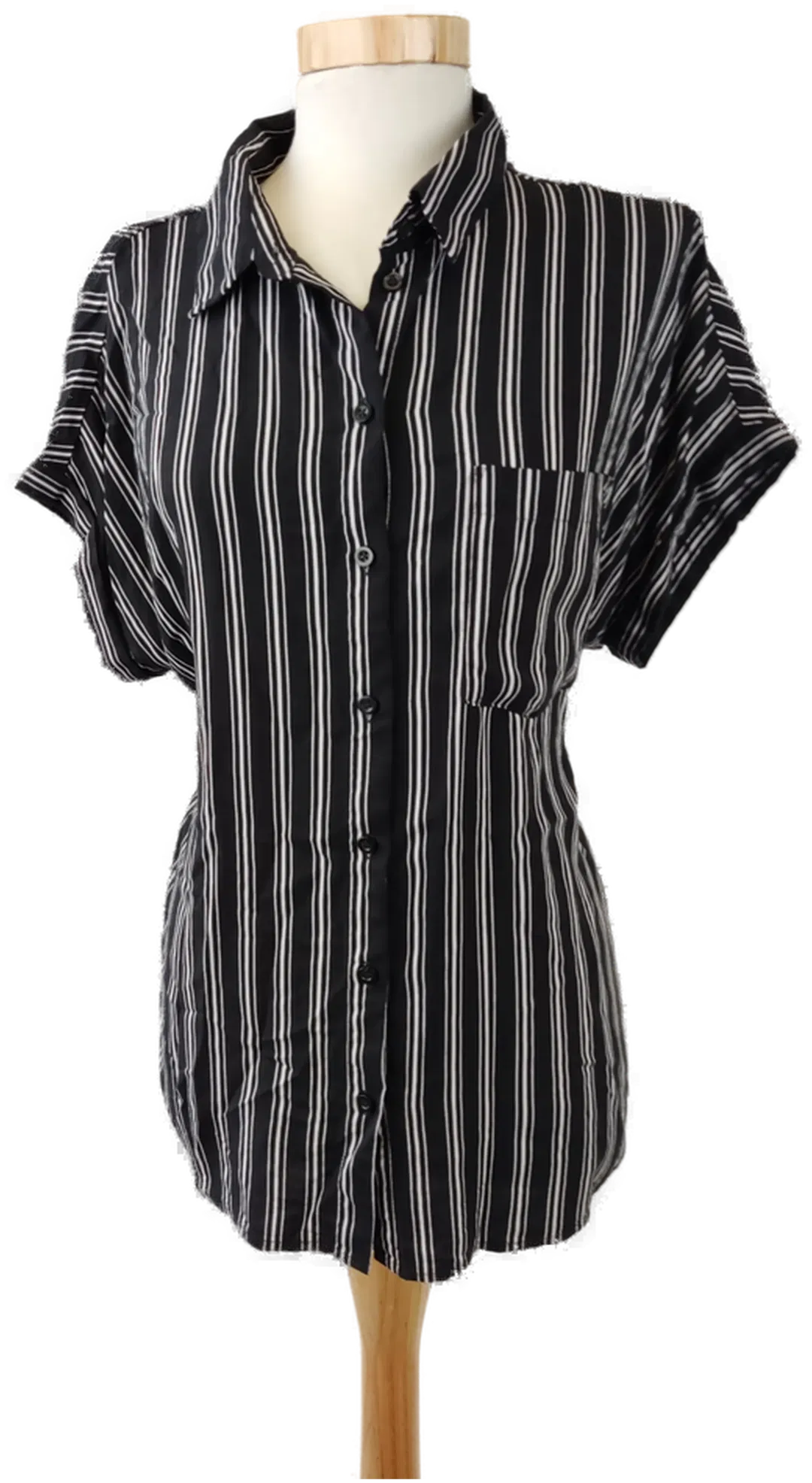 Yessica Damenbluse schwarz, weiß längsgestreift - Gr. L  - Bild 1