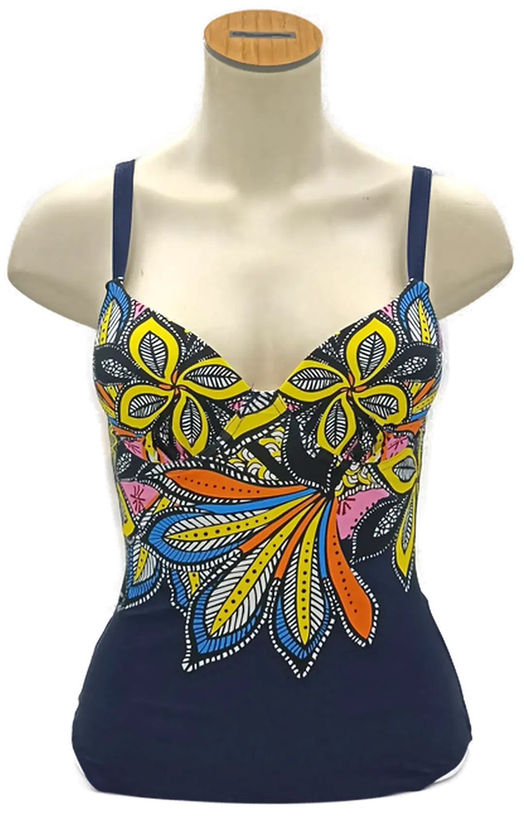 Badeanzug dunkelblau mit floralem Muster Gr. M - Bild 1