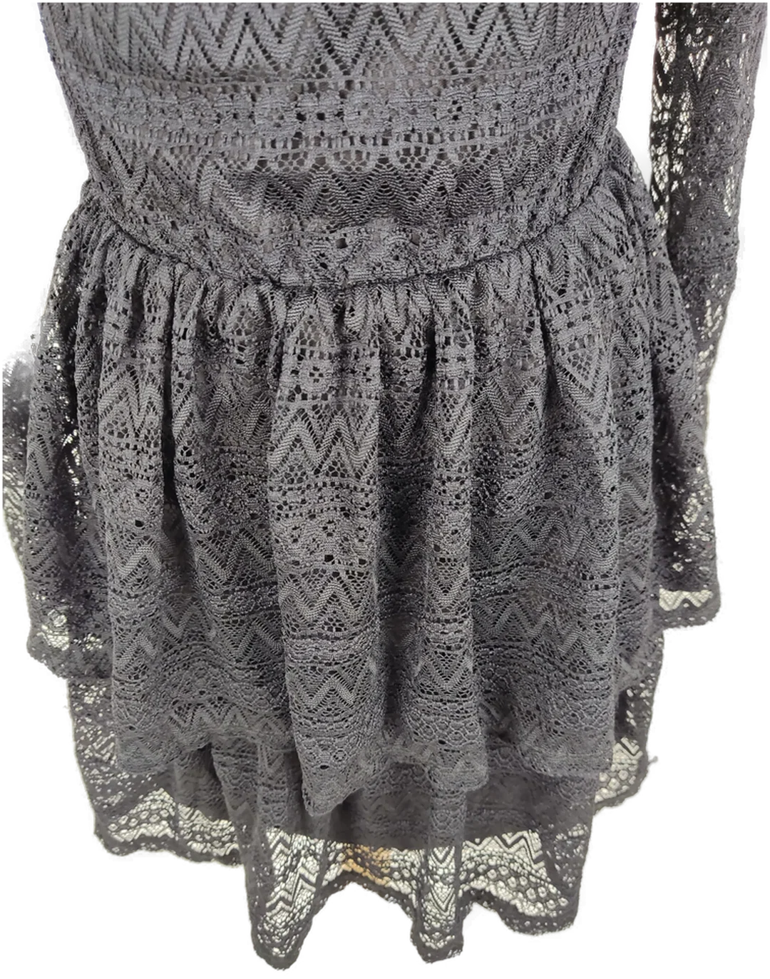 Kleid "here&there" langarm mit Rundhalsausschnitt, schwarz mit Spitze, Größe 158/164 – Bild 7
