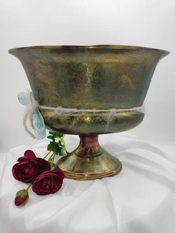 Antik-Goldene Aluminium-Pokalvase | Handgemachter Vintage-Look – Vorschau 5