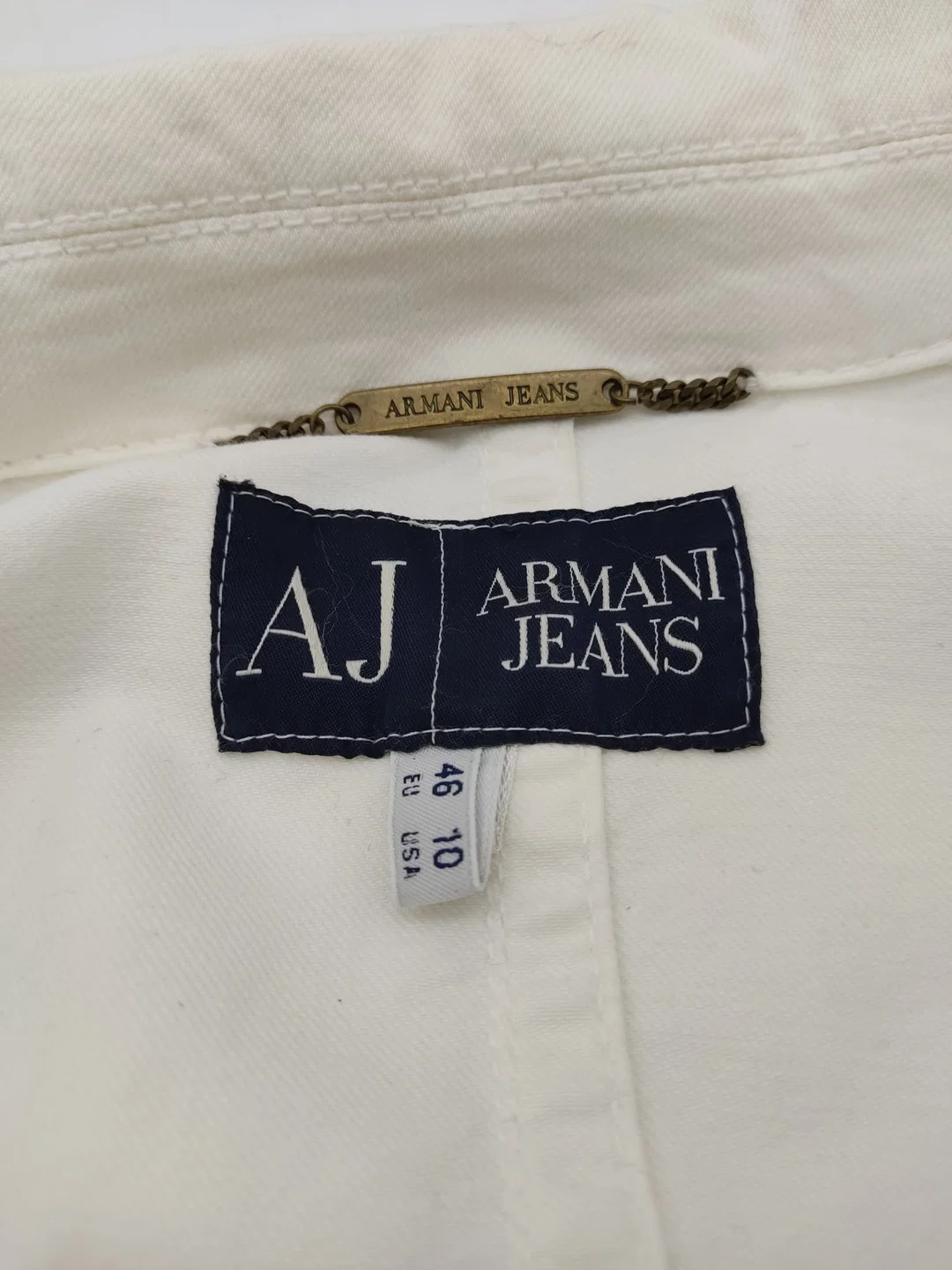Armani Damen Denim Jacke natur weiß Gr. Eu 46 ,US 10 – Bild 3