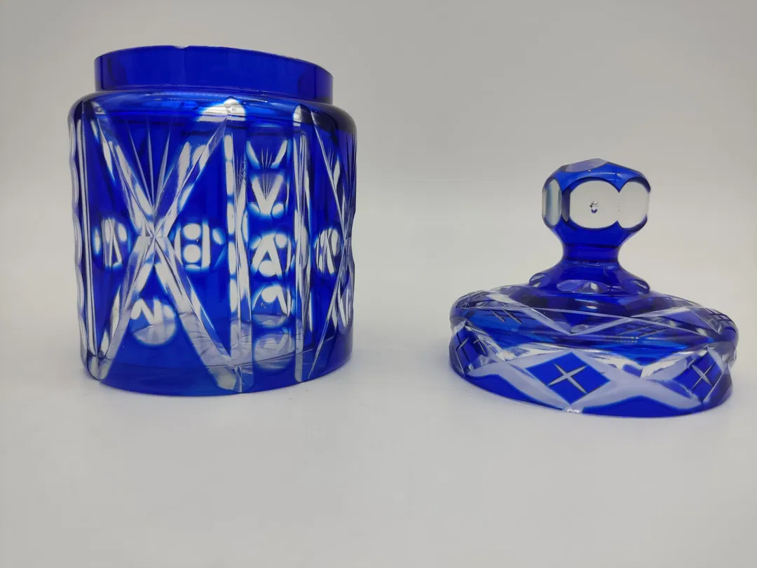 Kristall Zuckerdose in blau - Bild 1