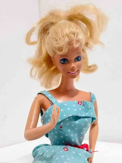 Vintage Barbie-Puppe blond mit blauem Kleid ca 29,5 cm – Vorschau 1
