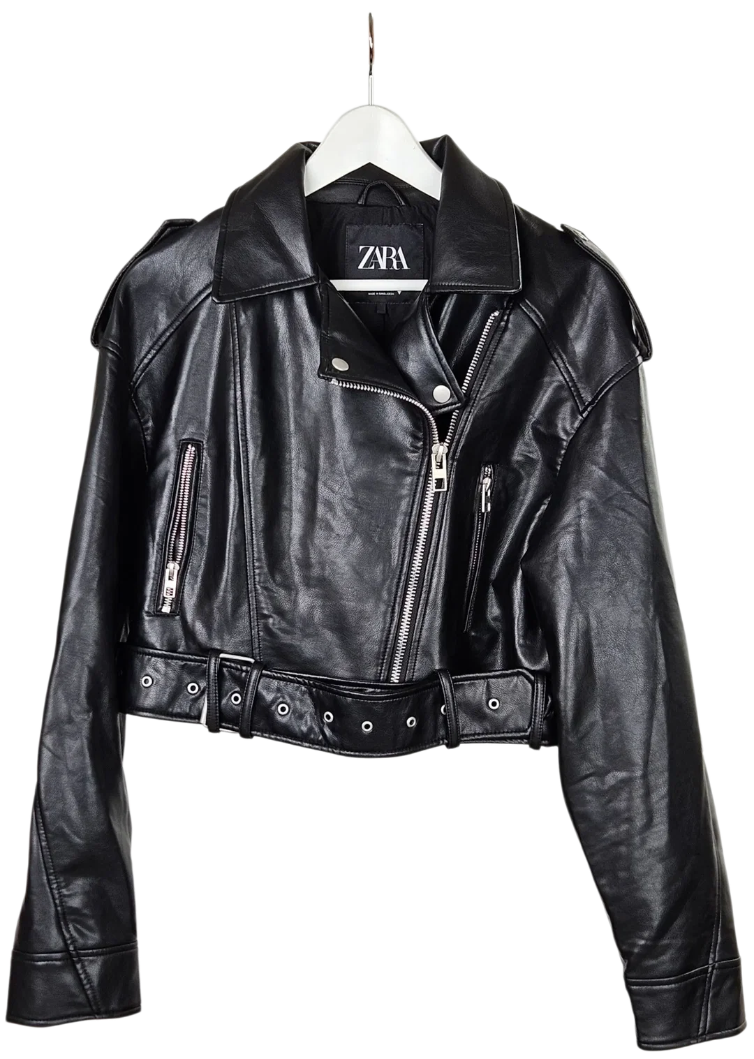 Zara Damen Kunstlederjacke, schwarz - Gr. L – Bild 1