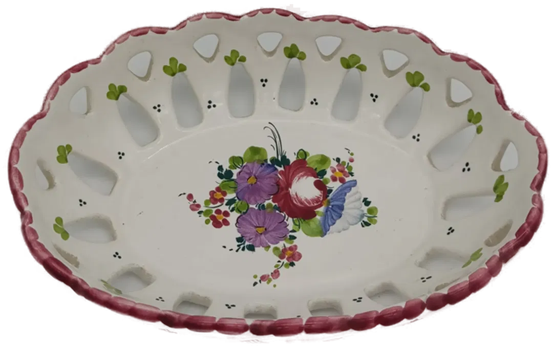 Gmundner Keramik - Bauernblume roter Rand Korb - Bild 1