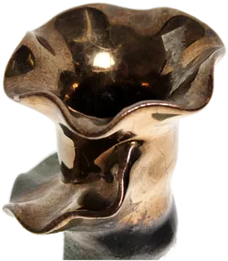 Handgemachte Keramikvase mit bronzefarbenem Blütenrand – 21,5 cm - Bild 2