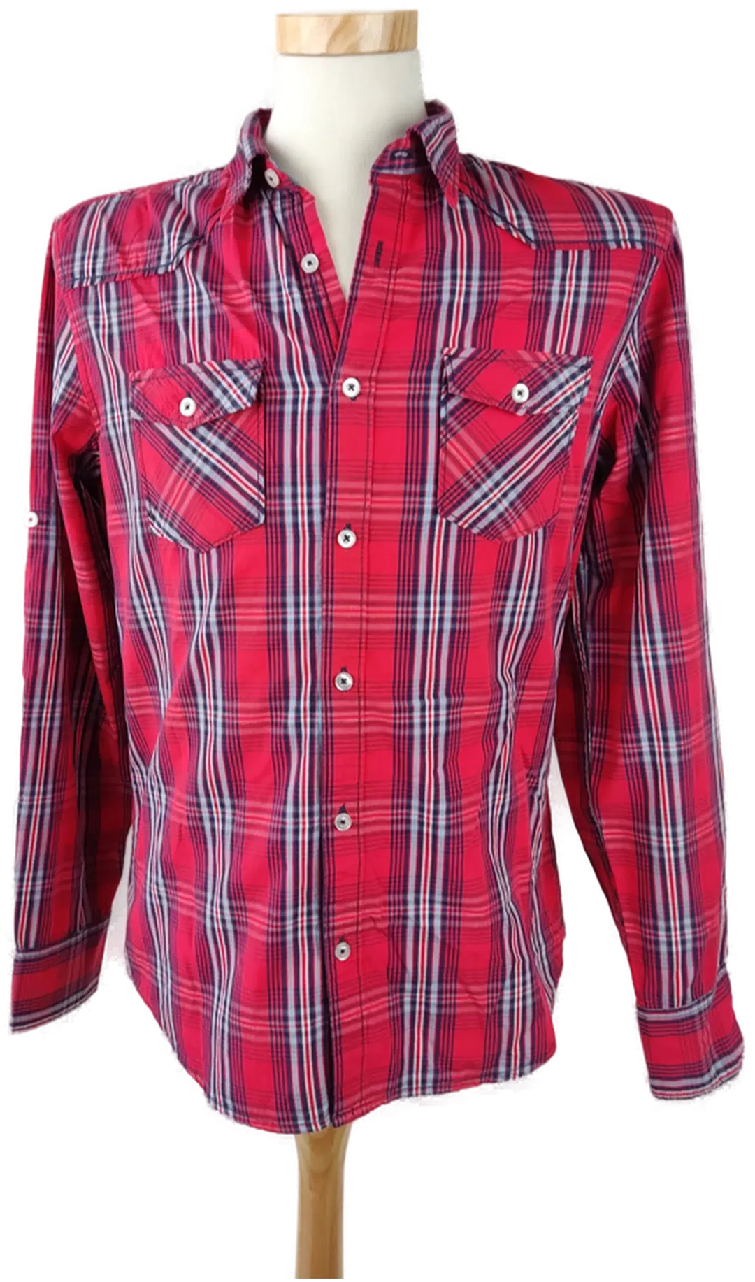 SMOG Herrenhemd rot, kariert - Gr. M (Slim fit) - Bild 1