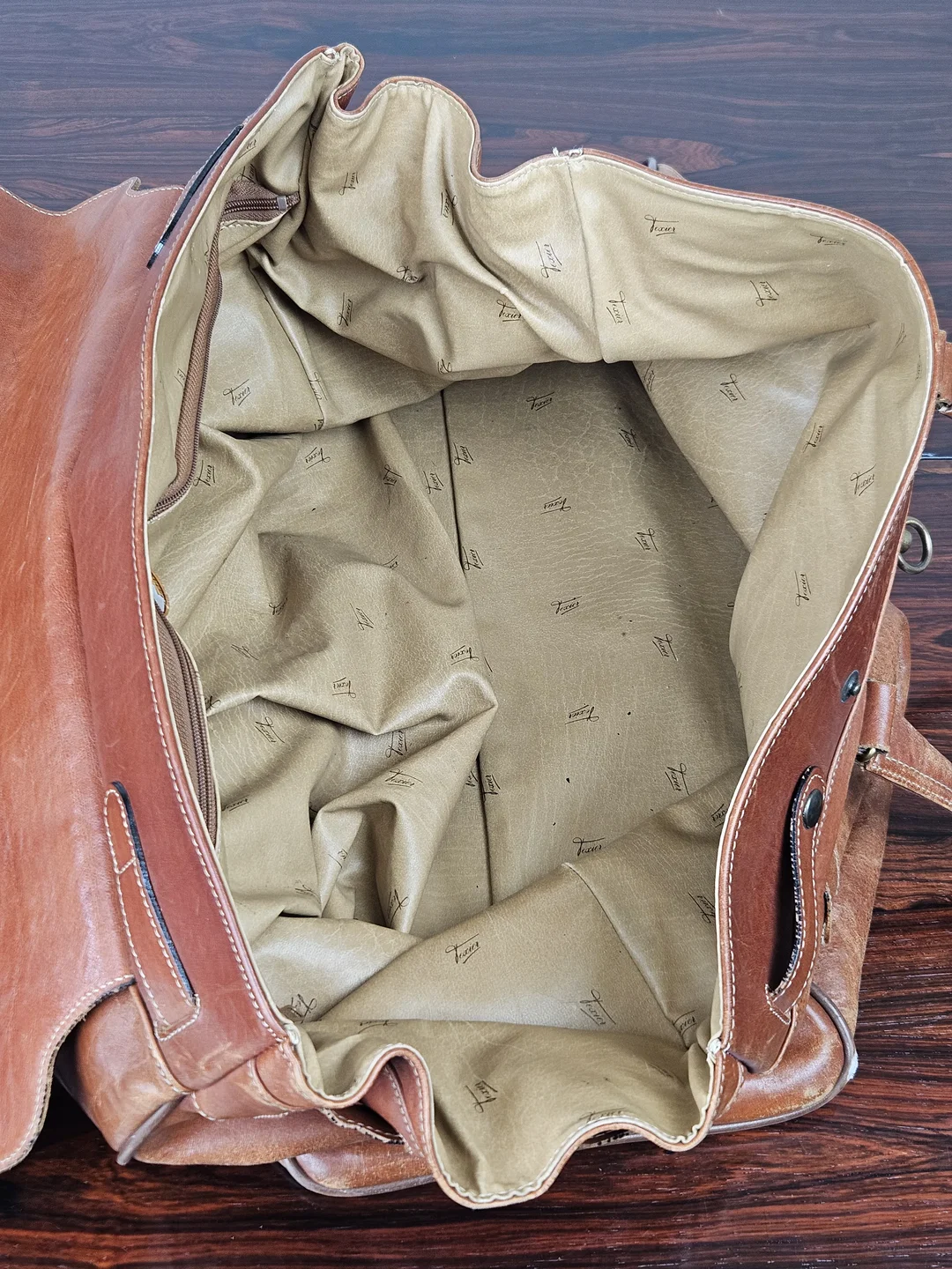 Texier Vintage Leder Reisetasche, braun  – Bild 10