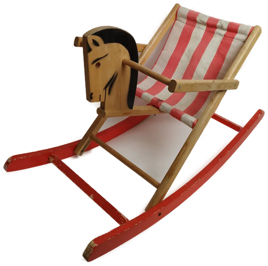 Schaukelpferd mit gestreiftem Sitz - Bild 1