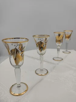 Schnapsgläser 4er-Set Goldrand, Blättermuster  | Vintage-Glanz – Vorschau 4