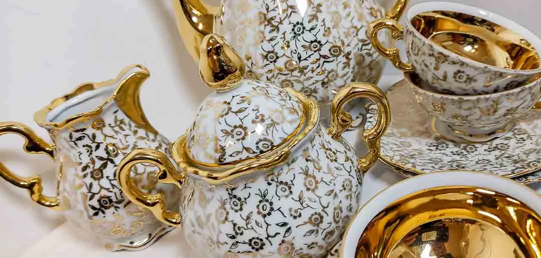 Mitterteich Bavaria Mocca-Service Gold 15-tlg. Kanne, 6 Tassen & Zubehör – Bild 3