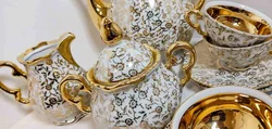 Mitterteich Bavaria Mocca-Service Gold 15-tlg. Kanne, 6 Tassen & Zubehör – Vorschau 3