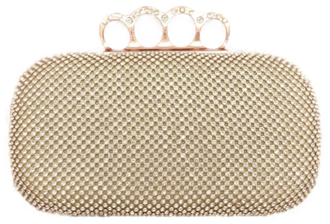 Abendtasche mit Strass und goldfarbenem Griff - Bild 4