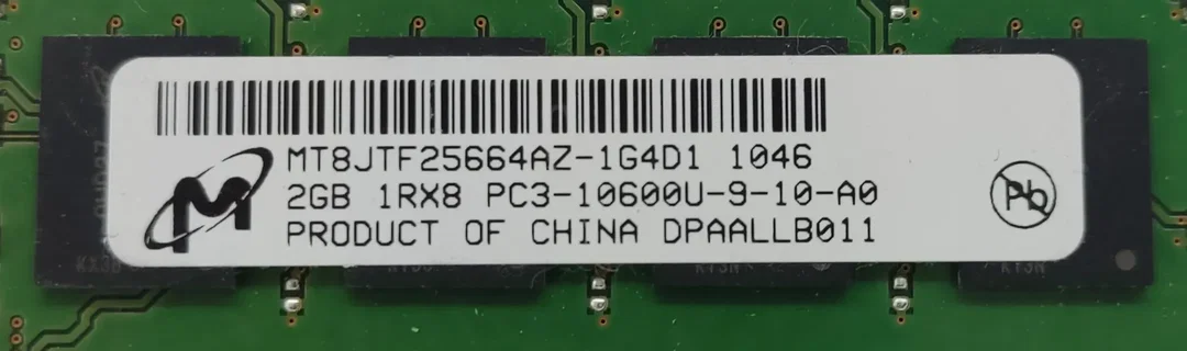 Micron 2GB DDR3 1Rx8 PC3-10600U-9-10-A0 Arbeitsspeicher / RAM  – Bild 2
