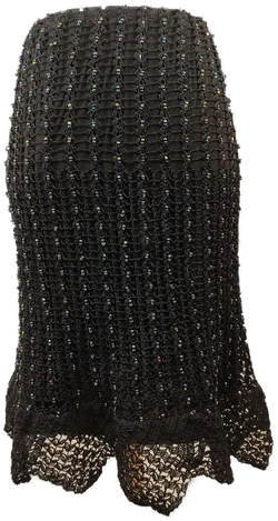 Damen Midirock gehäckelt mit kleinen bunten Kugeln & Spitzenrand - XS/34 - Bild 2