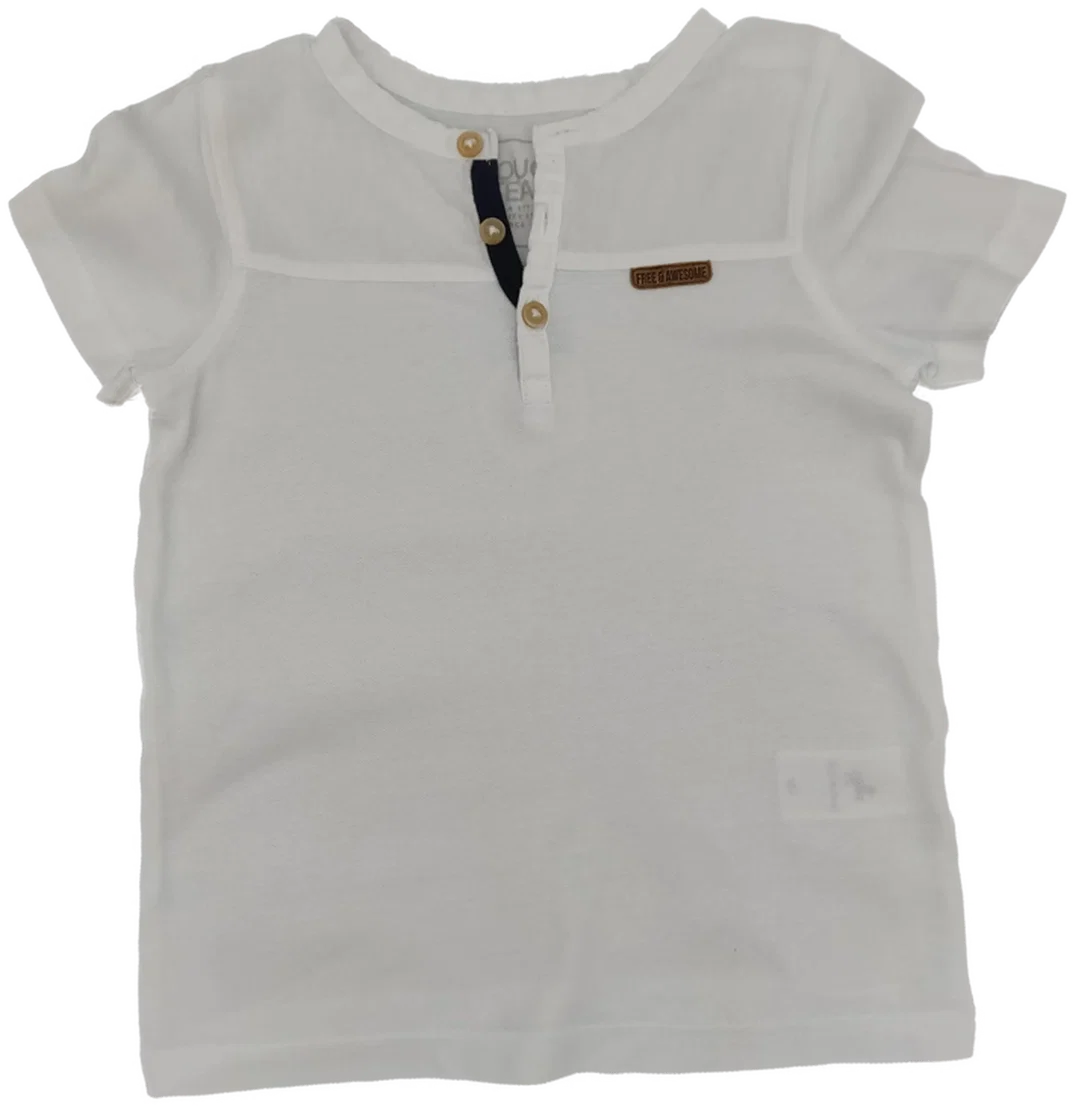 Shirts 2tlg., "H&M"-"Tough Team", kurzarm mit Rundhalsausschnitt, weiß und gestreift Größe 98/104  – Bild 3