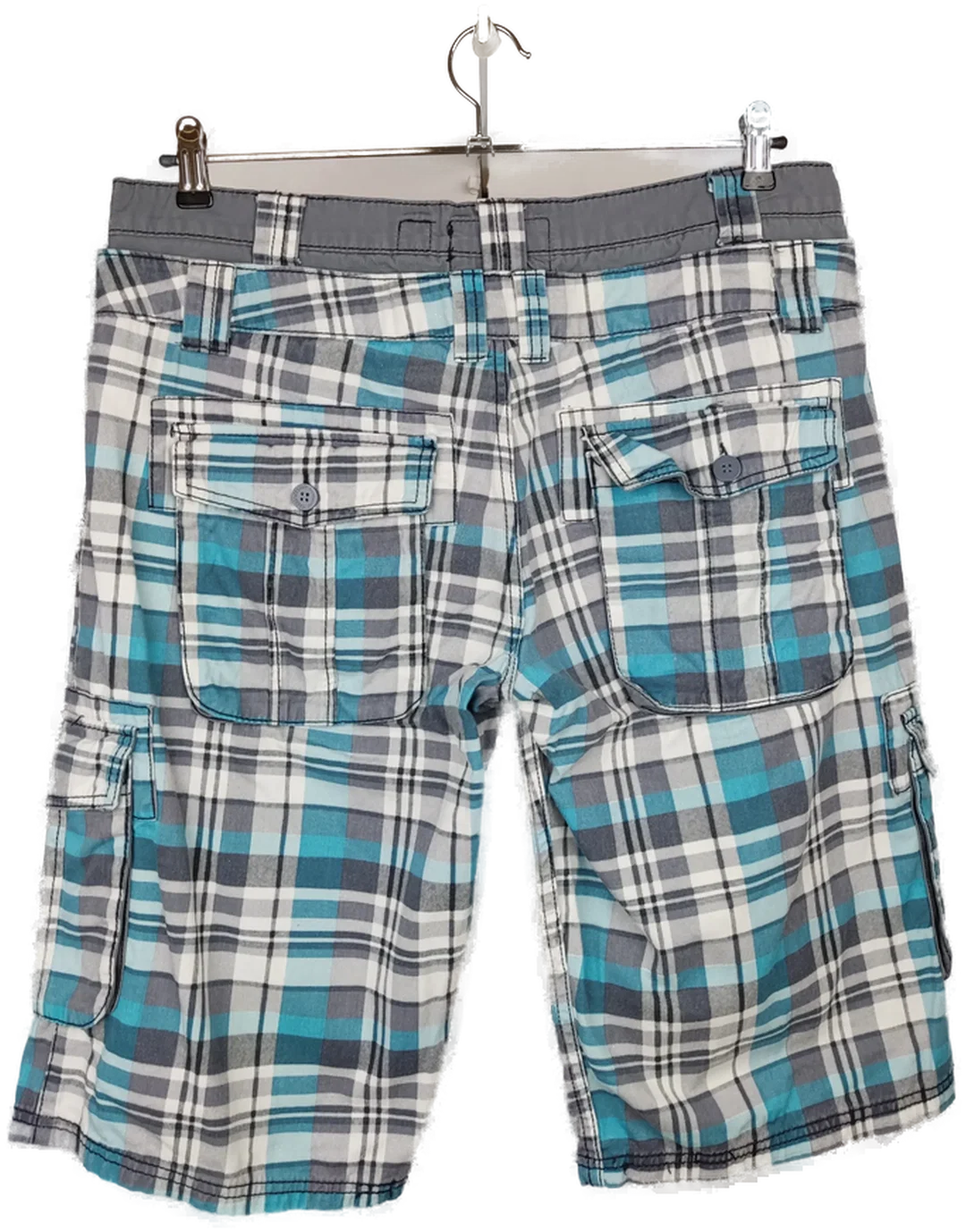 Sublevel Herren Shorts grau/blau/weiß kariert - M/34 – Bild 2