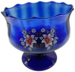 Schale Kobaltblau mit Handgemalten Blumen | Vintage-Schatz - Bild 2