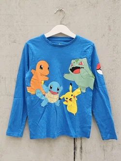 C&A Kinder Langarmshirt mit Pokemonaufdruck, blau - Gr. 128
