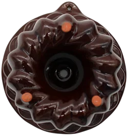 Keramik-Gugelhupf/Backform, braun glasiert, Ø ca. 30 cm, Westdeutschland, mit Aufhängeöse – auch als Wanddeko - Bild 2